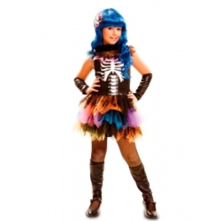 DISFRAZ CATRINA ESQUELETO ARCO IRIS 5-6 