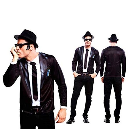 DISFRAZ CAMISETA BLUESMAN BROTHER  TRAJE
