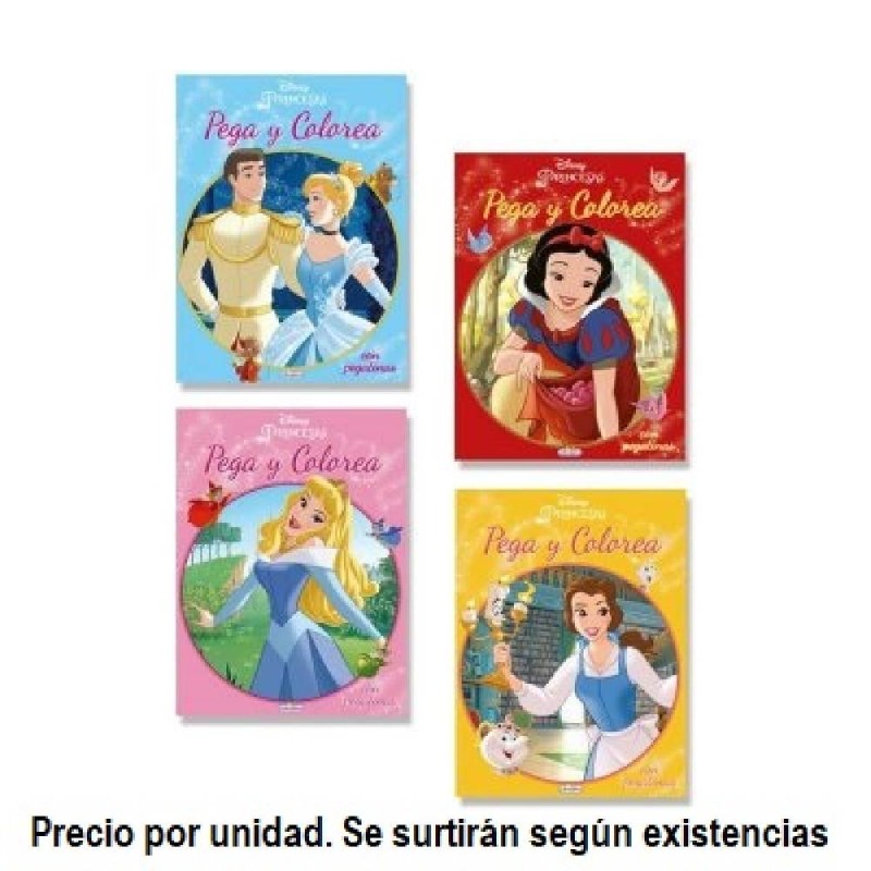LIBROS PEGA Y COLOREA PRINCESAS DISNEY