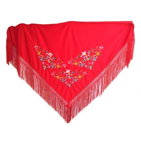 MANTON GRANDE ROJO BORDADO FLORES