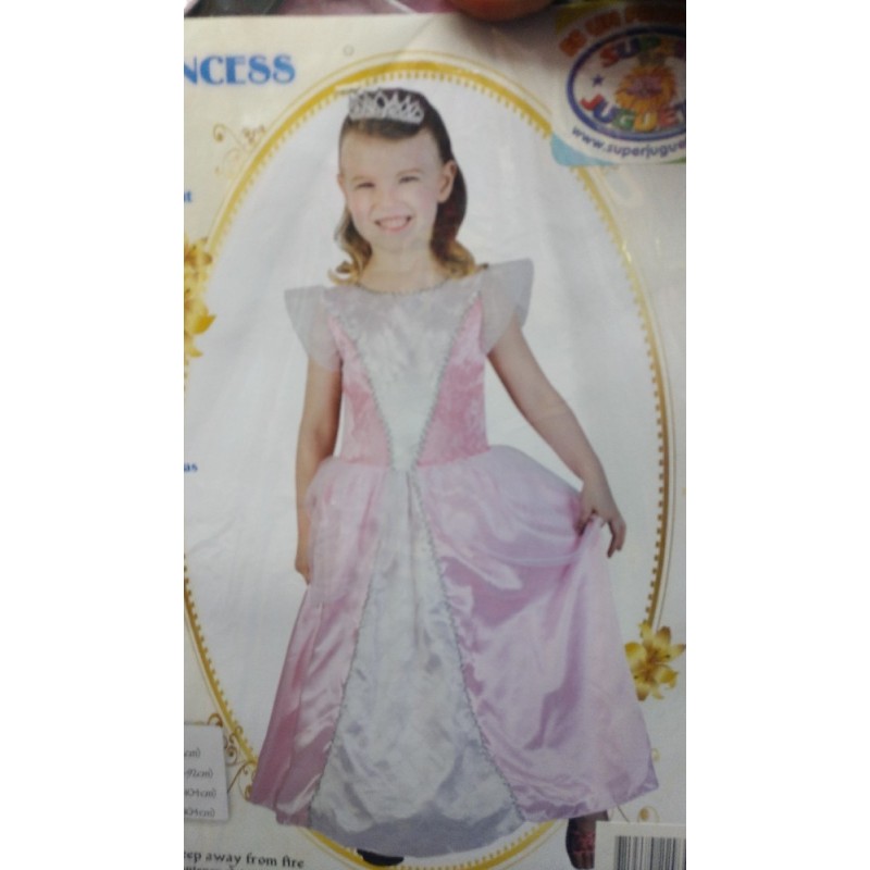 DISFRAZ  PRINCESA ROSA CON TIARA 2-4 AÑO