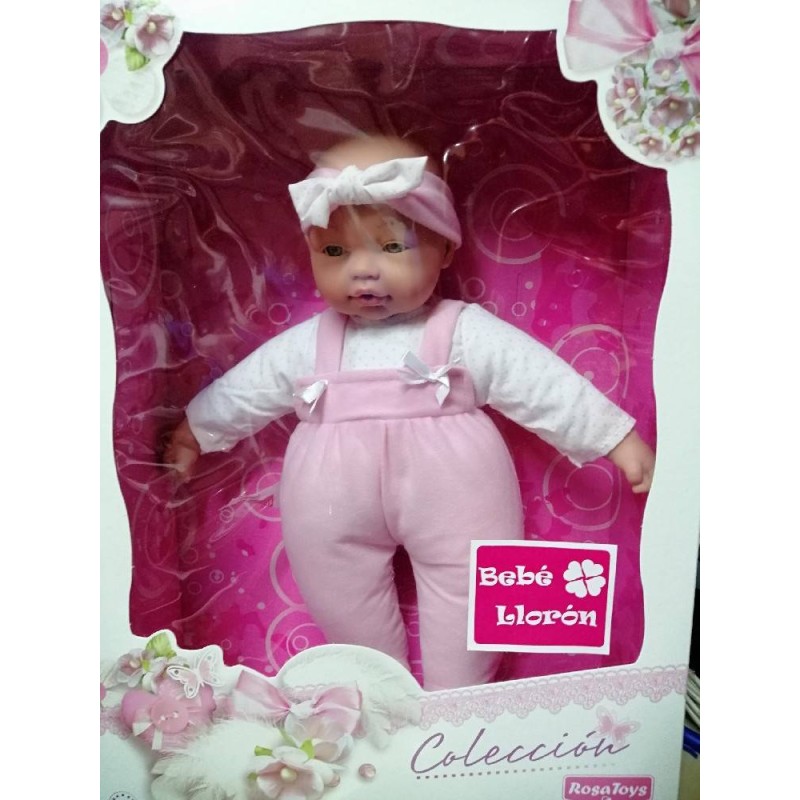 BEBE LLORON CON PETO ROSA 40CM
