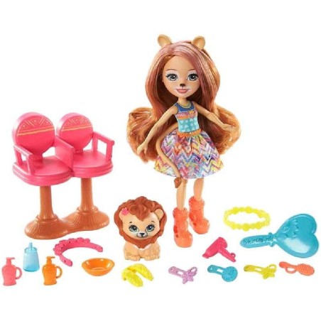 ENCHANTIMALS MUÑECA LACEY LION Y SALÓN D