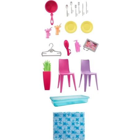 CASA DE MUÑECAS DE BARBIE C/MUEBLES Y AC