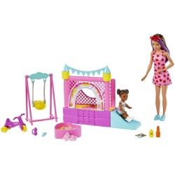 BARBIE SKIPPER NIÑERA CON CASTILLO INFLA