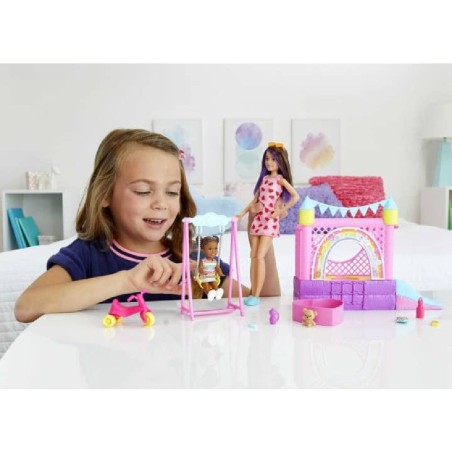 BARBIE SKIPPER NIÑERA CON CASTILLO INFLA