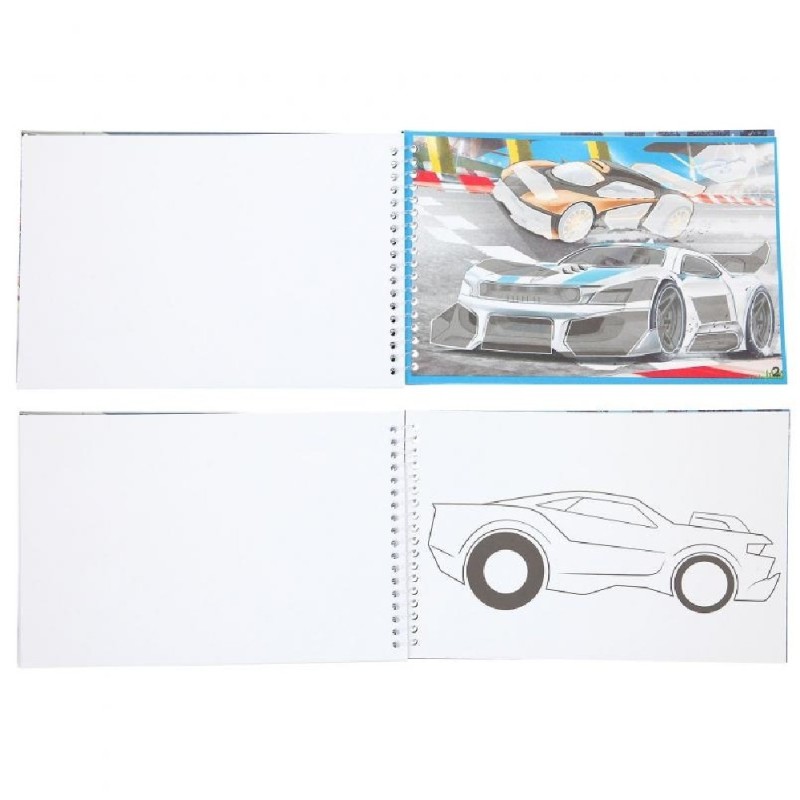 CUADERNO COLOREAR MONSTER CARS PEGATINAS