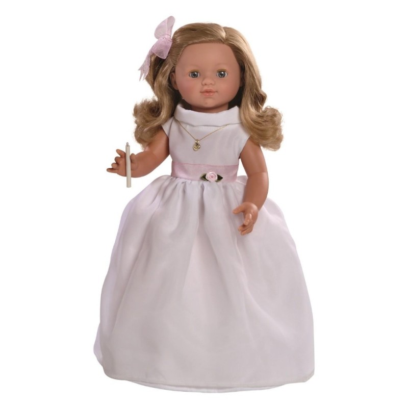 MUÑECA DE COMUNION MARIA RUBIA RIZADA
