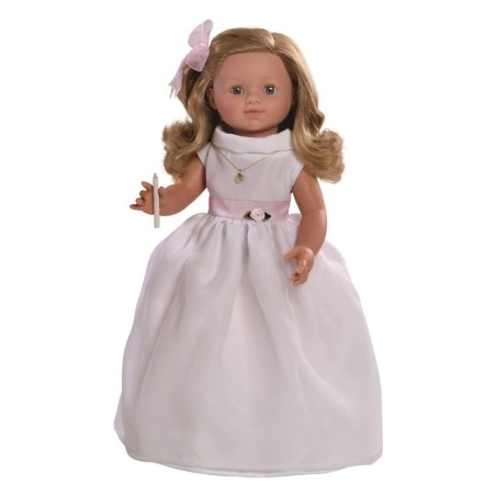 MUÑECA DE COMUNION MARIA RUBIA RIZADA