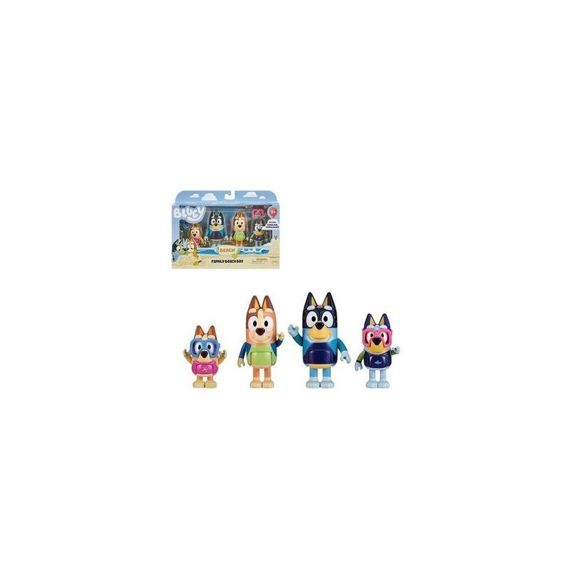 Bluey Pack 4 Figuras - Dia playa Familia