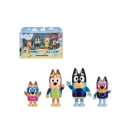 Bluey Pack 4 Figuras - Dia playa Familia