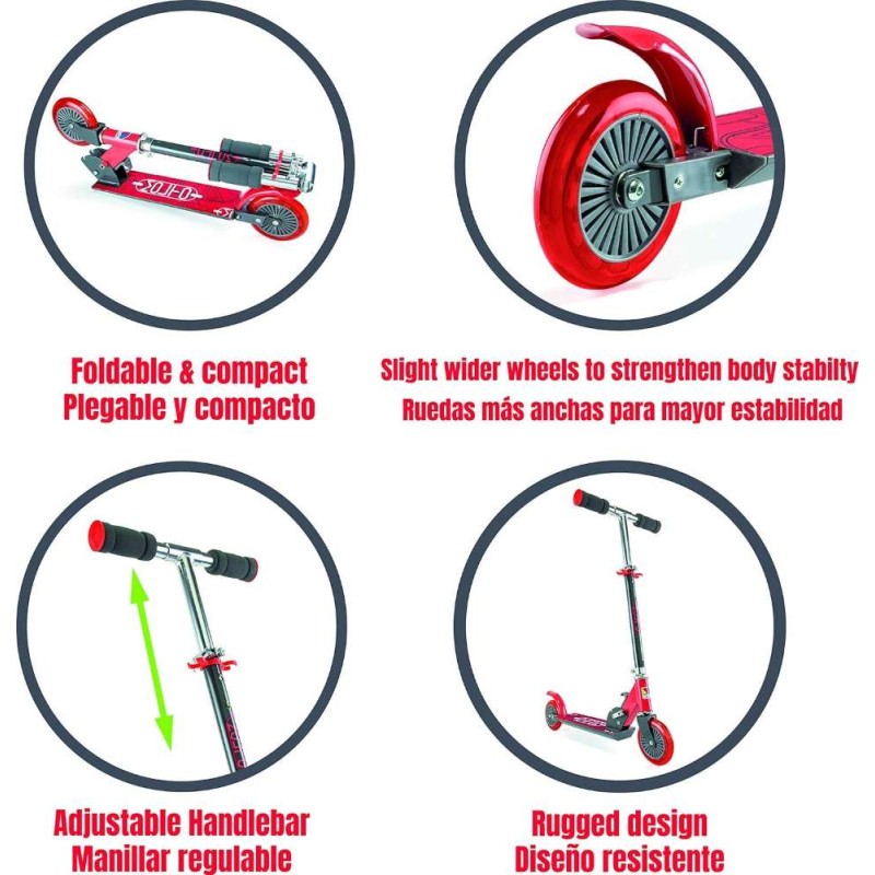 Patinete plegable Rojo 2 Ruedas