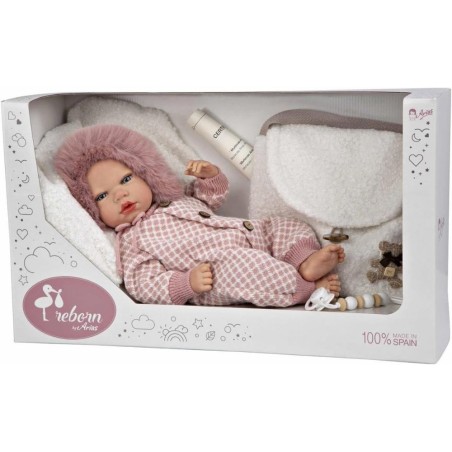 Reborn arias 40 cm manuela rosa c/bolso