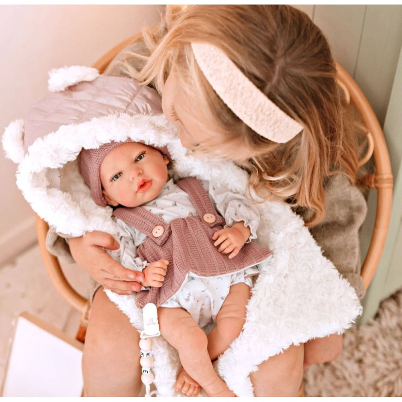 Reborn arias 40 cm sandra rosa c/manta.