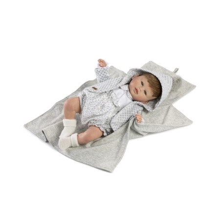 Muñeco reborn Milán 46cm, conjunto gris
