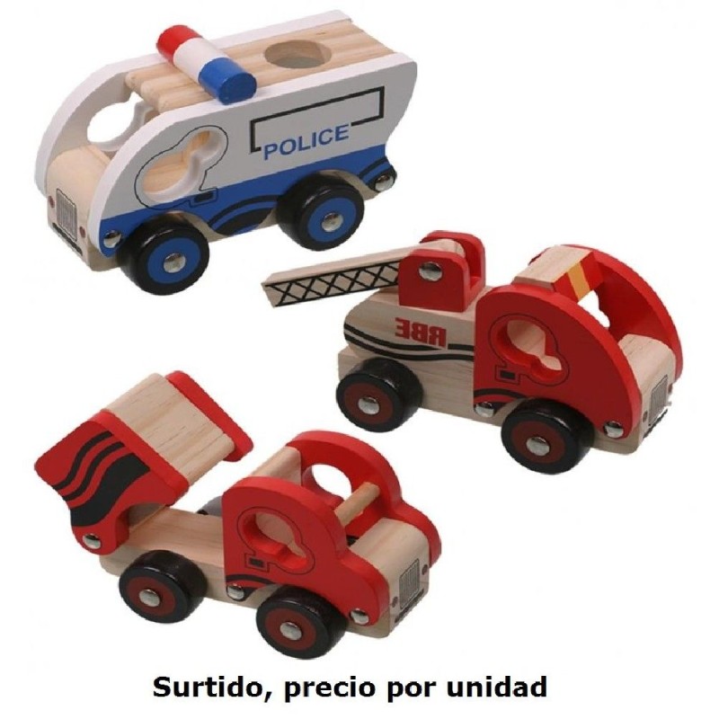VEHICULOS 13 CM EMERGENCIAS MADERA