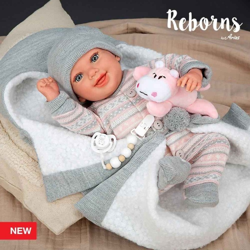 Arias Reborn 40 cm Nadia Rosa con Manta 