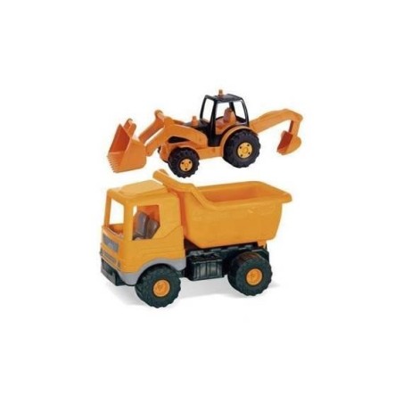 Camion volquete y tractor con pala y ret