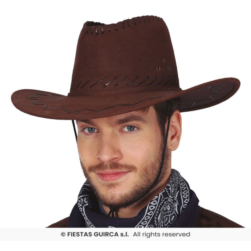 SOMBRERO VAQUERO MARRON OSCURO SIMIL-PIE