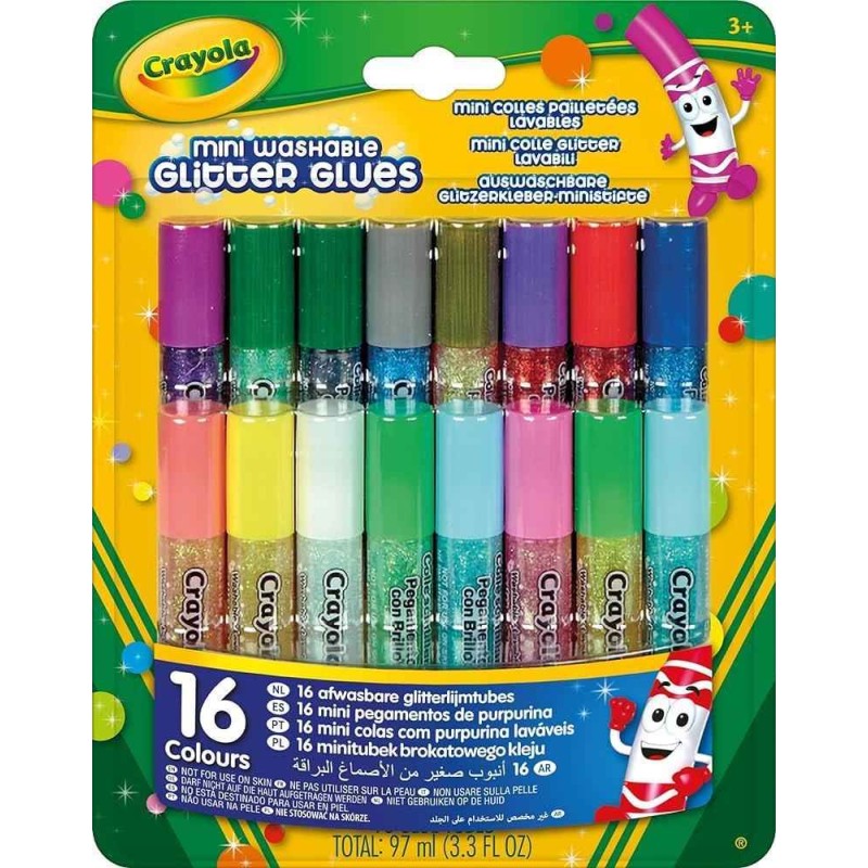 16 mini pegamentos de purpurina lavables