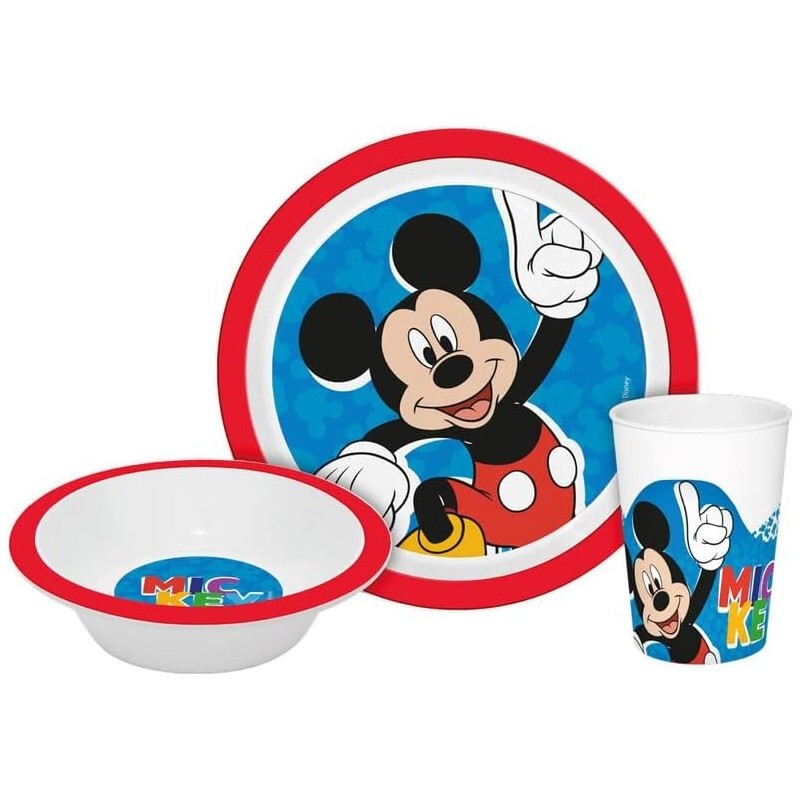 Set Plato Bowl Y Vaso Mickey