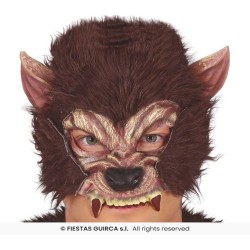 MEDIA MASCARA HOMBRE LOBO CON PELO, LATE