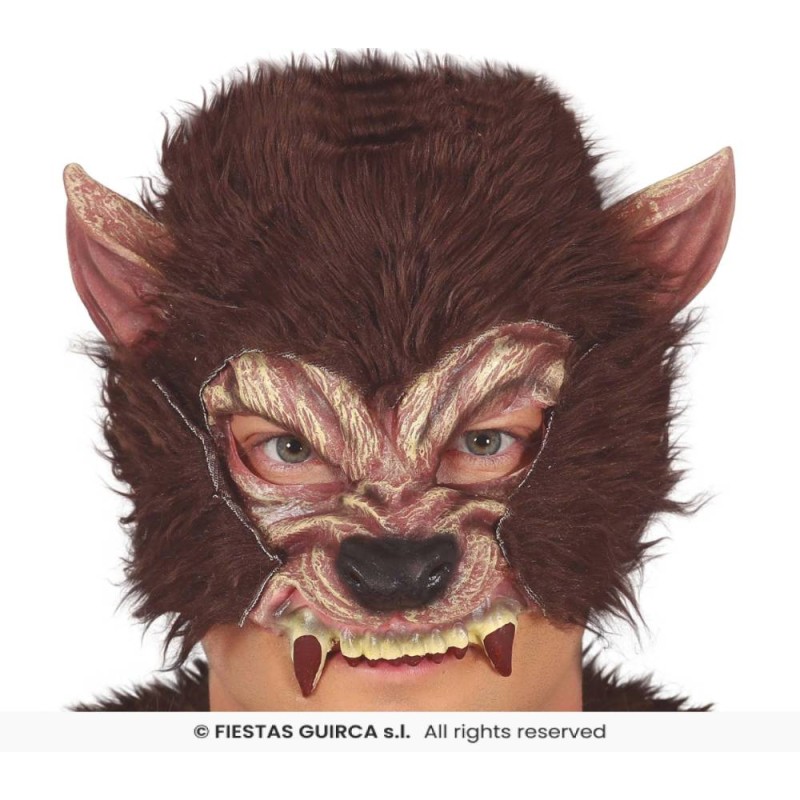 MEDIA MASCARA HOMBRE LOBO CON PELO, LATE