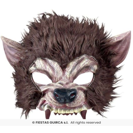 MEDIA MASCARA HOMBRE LOBO CON PELO, LATE