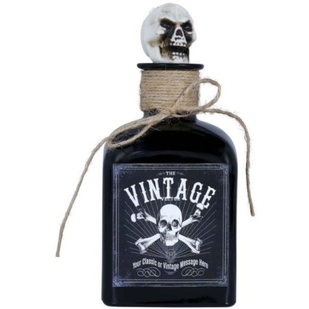 BOTELLA DE VENENO CON CALAVERA, CRISTAL,