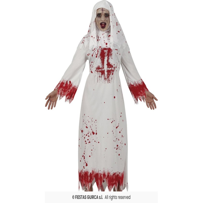 DISFRAZ MONJA BLANCA SANGRIENTA (L)