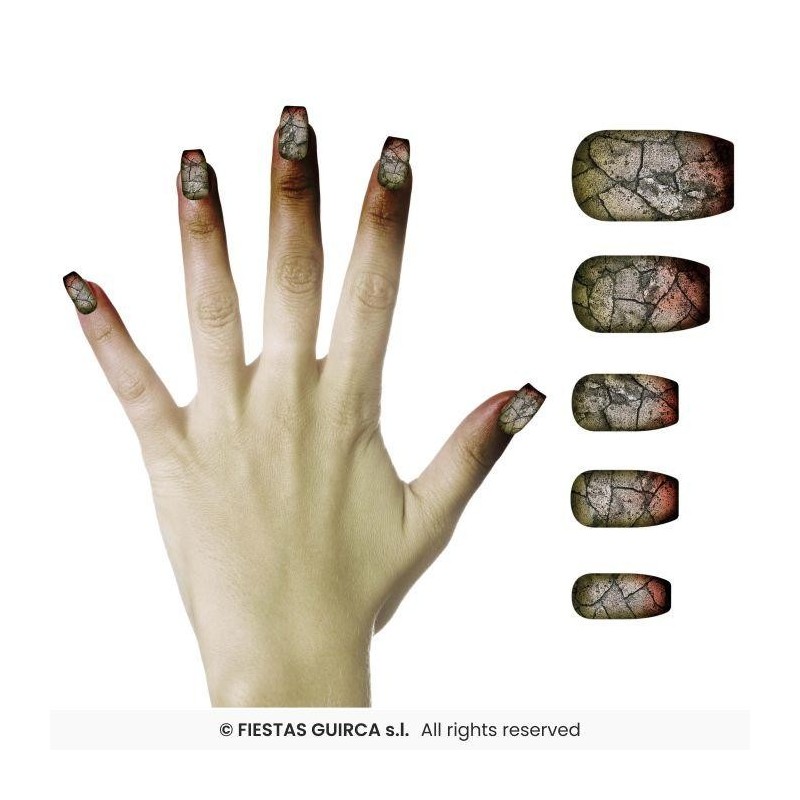 uñas postizas zombie con pegamento.