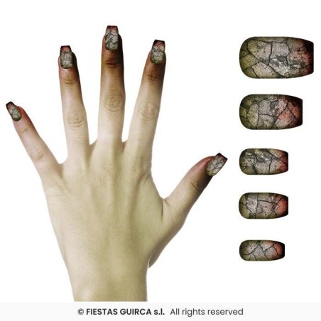 uñas postizas zombie con pegamento.