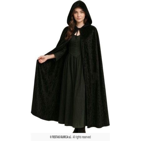 CAPA NEGRA CON CAPUCHA TERCIOPELO 130 CM