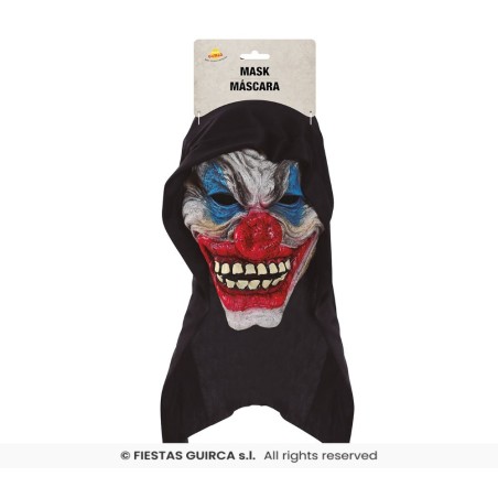 MASCARA PAYASO CON CAPUCHA NEGRA VINILO