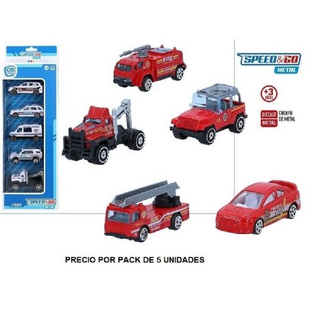 SPEED & GO-SET 5 VEHICULOS METAL-POLICIA