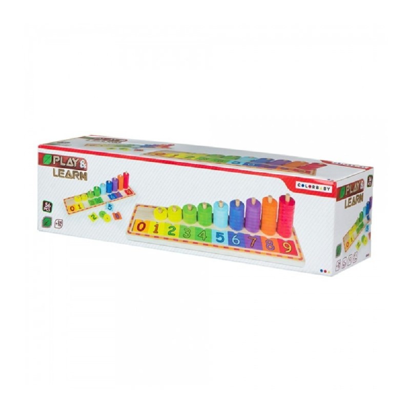 JUEGO MADERA EDUCATIVO - FICHAS Y NUMERO