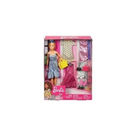 Muñeca Barbie Fashionista con 4 modas