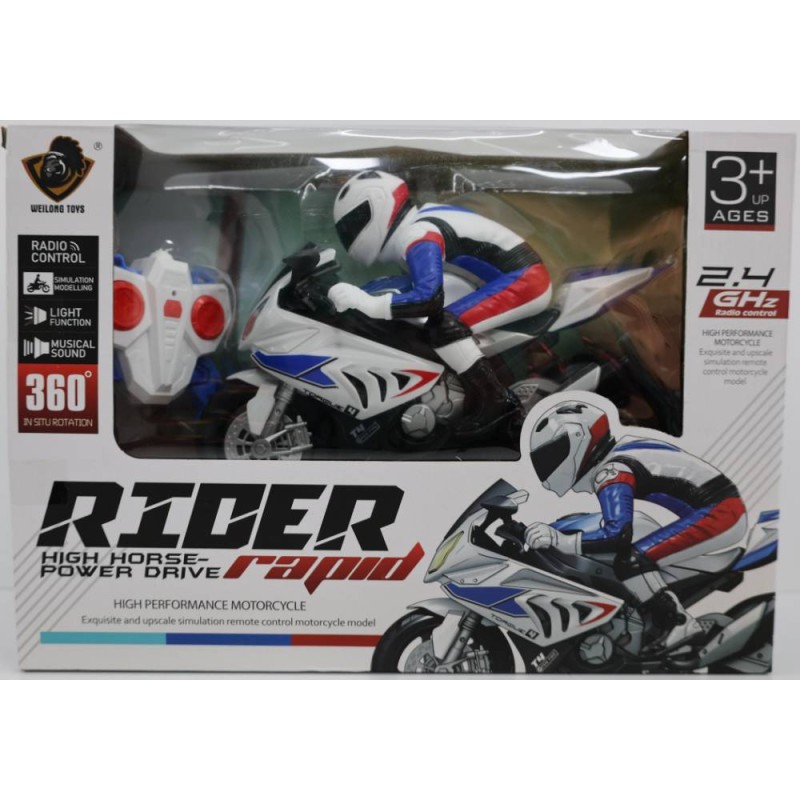 MOTO RC 360º LUZ Y SONIDO BLANCA