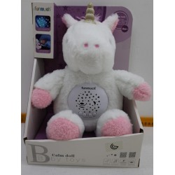 PELUCHE UNICORNIO LUZ BARRIGA 30CM