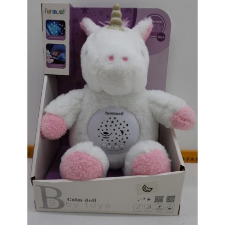 PELUCHE UNICORNIO LUZ BARRIGA 30CM