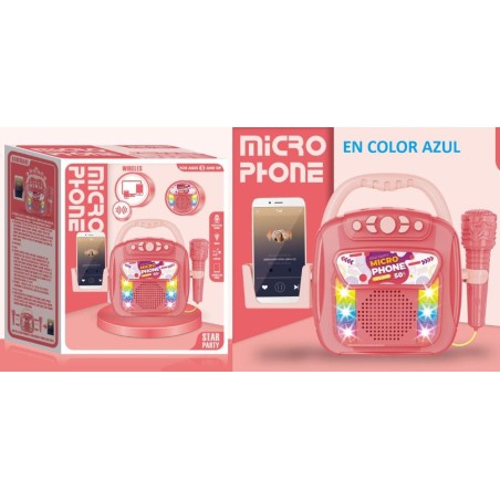 KARAOKE AZUL BLUETOOTH GRABADOR, LUCES Y