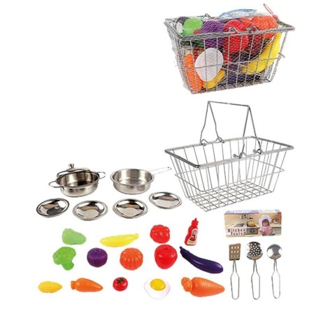 Cesta de Aluminio con Comiditas y Utensi