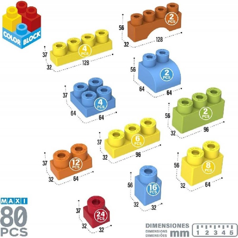 CONTENEDOR 80 PCS COLOR BLOCK - BASIC