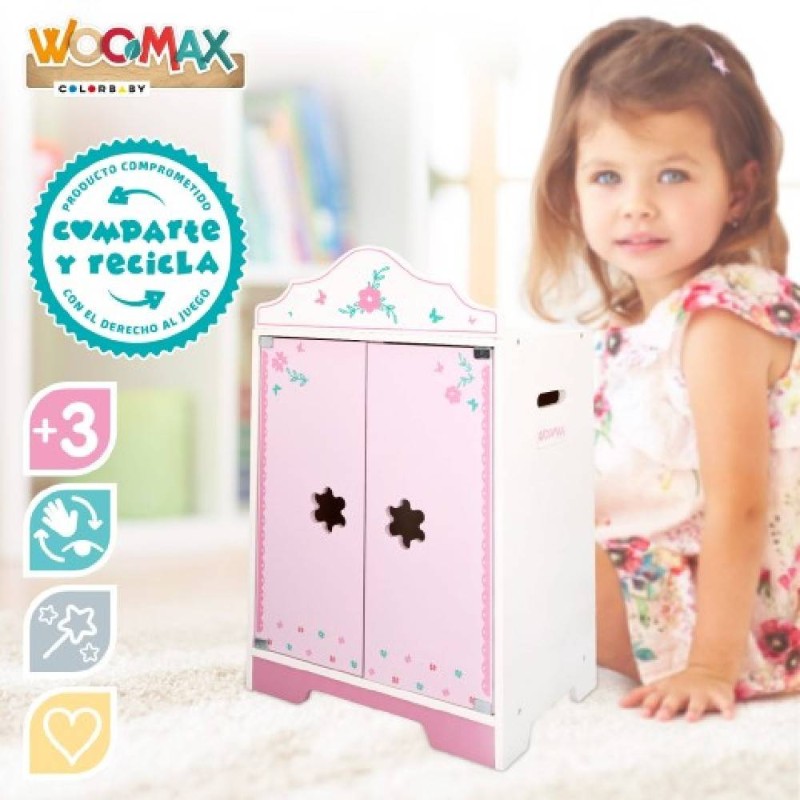 ARMARIO DE MADERA MUÑECAS C/3 PERCHAS WO