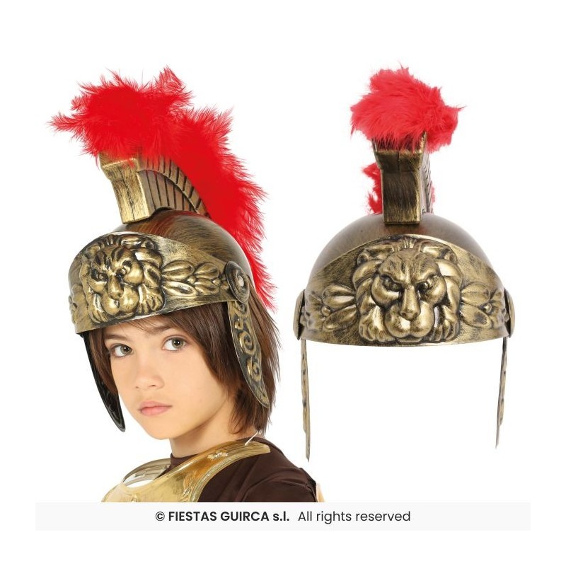 CASCO ROMANO INFANTIL ORO CON PLUMA