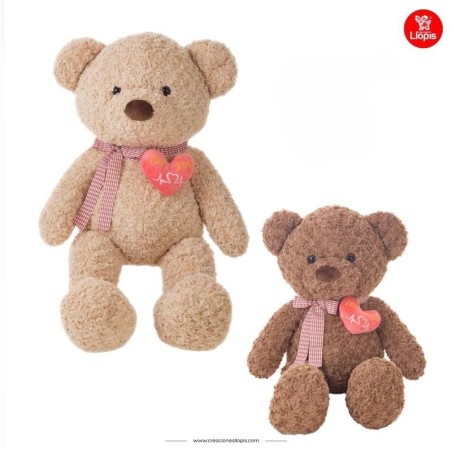 Peluche Oso old corazón   75 cm 2 col.-