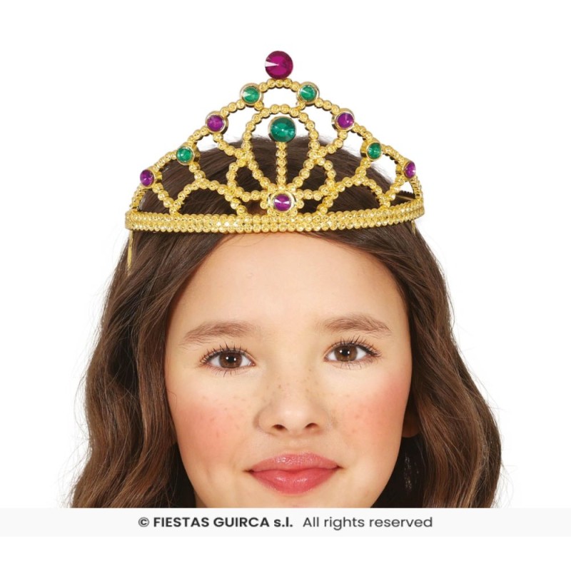 DIADEMA ORO CON PIEDRAS MULTIC.