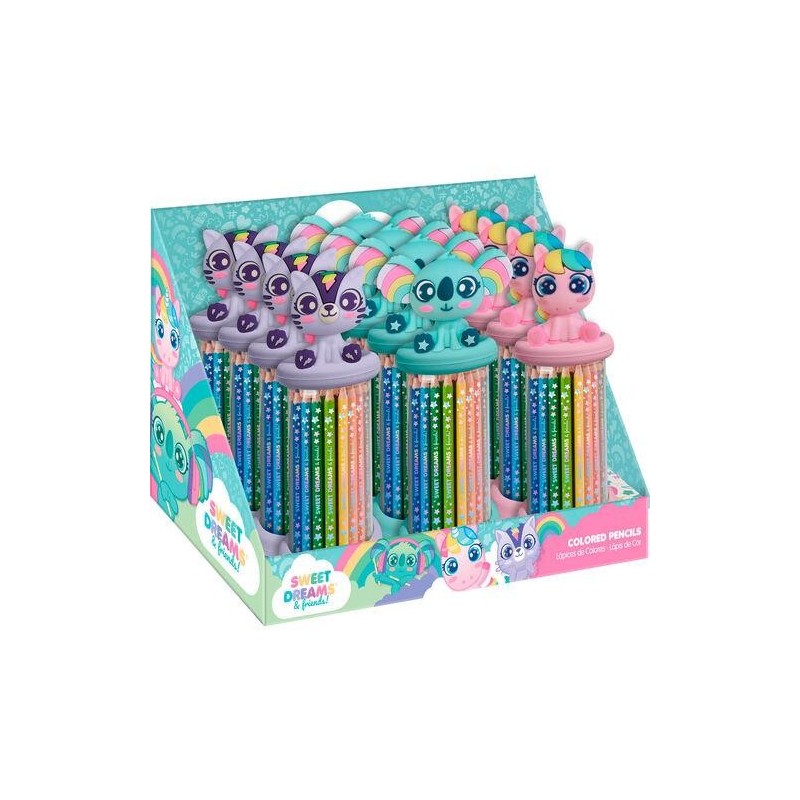 Caja Con Topper 3D 12 Lapices De Color S