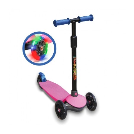 PATINETE DE 3 RUEDAS ROSA CON LUCES LED