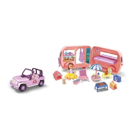 Coche Roulotte c/ Muñeca y Accesorios 